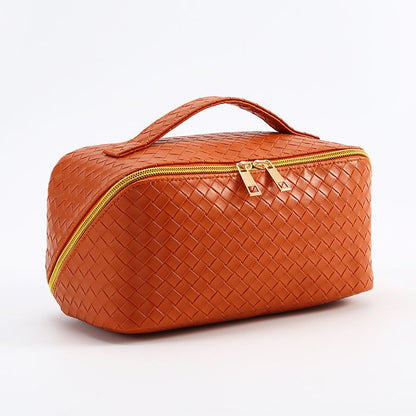 PU Leather Woven Storage Makeup Bag | Organize Your Cosmetics in Style