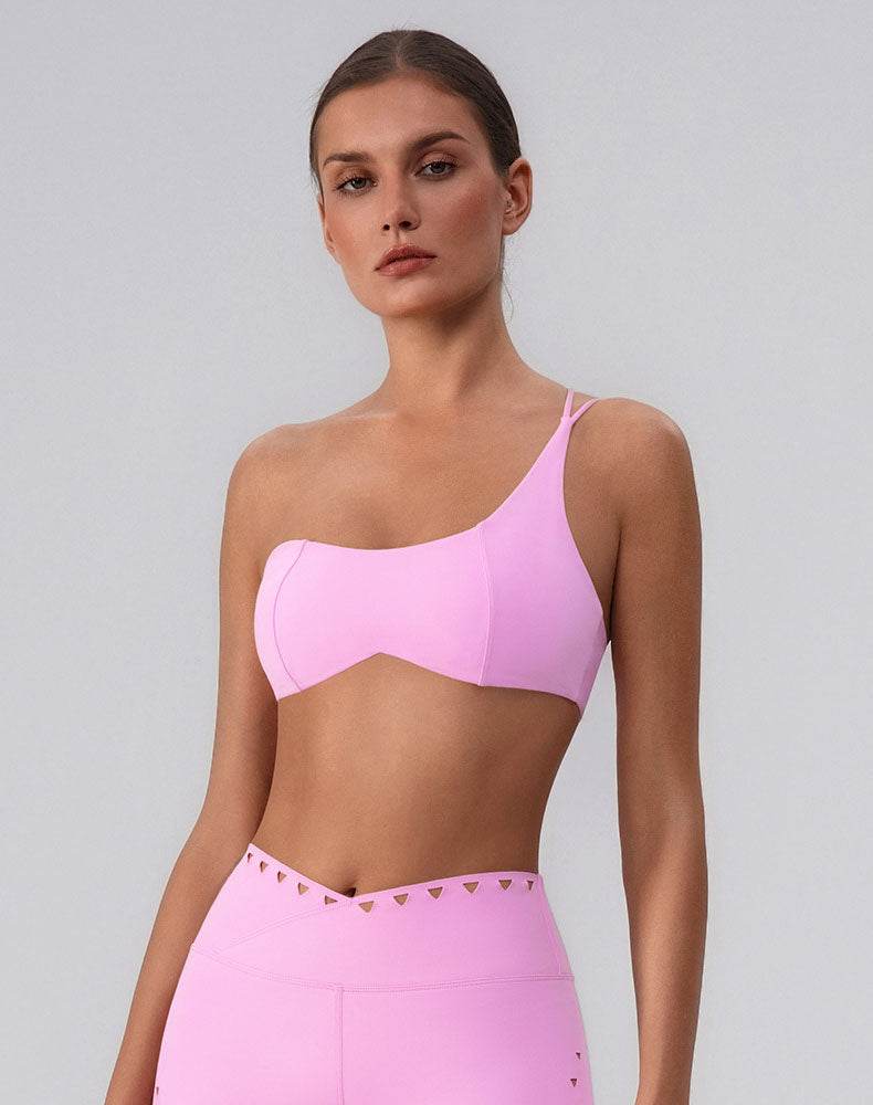 Asymmetric One Shoulder Backless Sports Bra