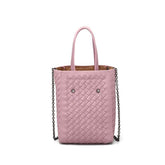 Solid Color Braided Woven Tote Bag