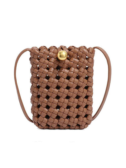 PU Leather Woven Mobile Phone Bag | Stylish Shoulder Crossbody Design