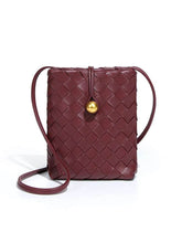 Woven Leather Cell Phone Purses Mini Crossbody Bag