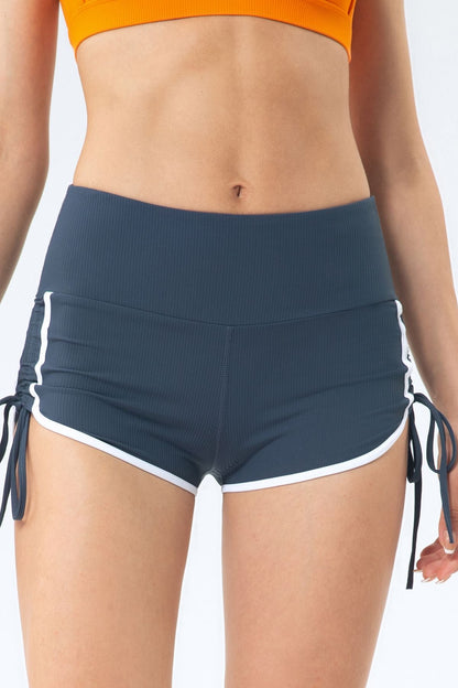 Yoga Shorts with Side Ruched Drawstring – Adjustable &amp; Comfortable