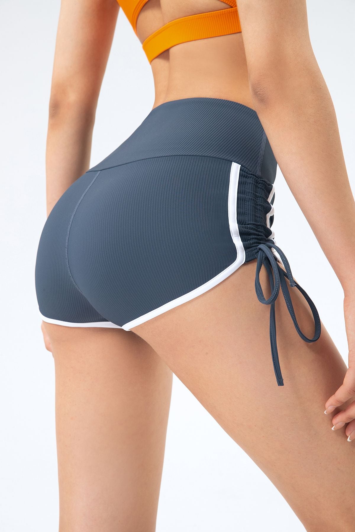 Yoga Shorts with Side Ruched Drawstring – Adjustable &amp; Comfortable