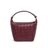 PU Woven Bucket Tote Handbag