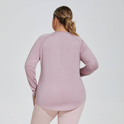 Plus Size Loose Long Sleeve Yoga T-Shirts | Comfortable &amp; Relaxed Fit