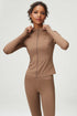 Women Slim Fit Yoga Coat with Front Zipper: Sporty & Sleek