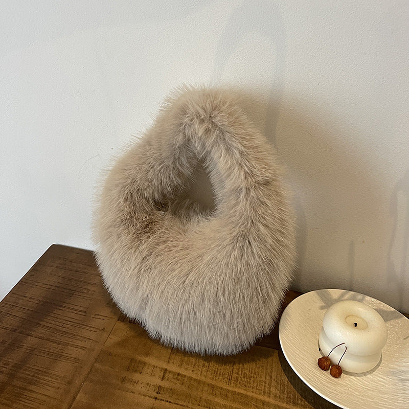 Winter Fluffy Faux Fur Tote Handbag Soft Fuzzy Purse Bag