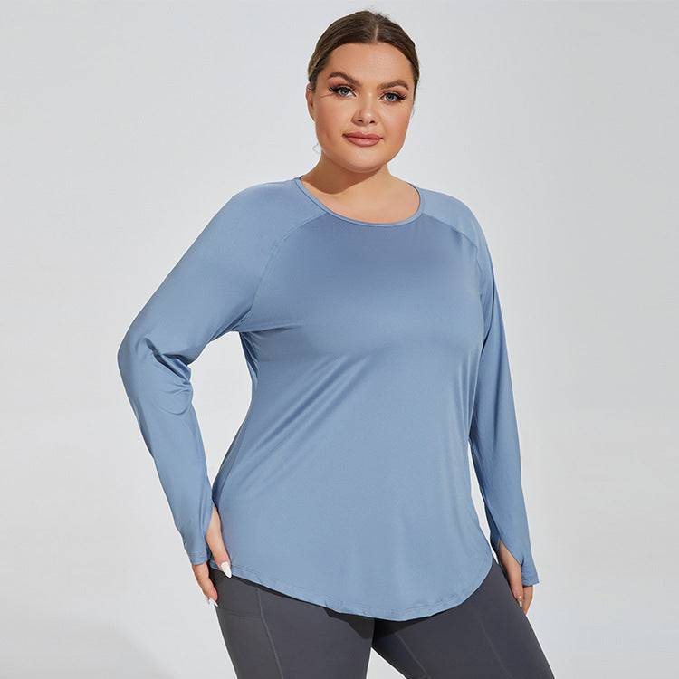 Plus Size Loose Long Sleeve Yoga T-Shirts | Comfortable &amp; Relaxed Fit