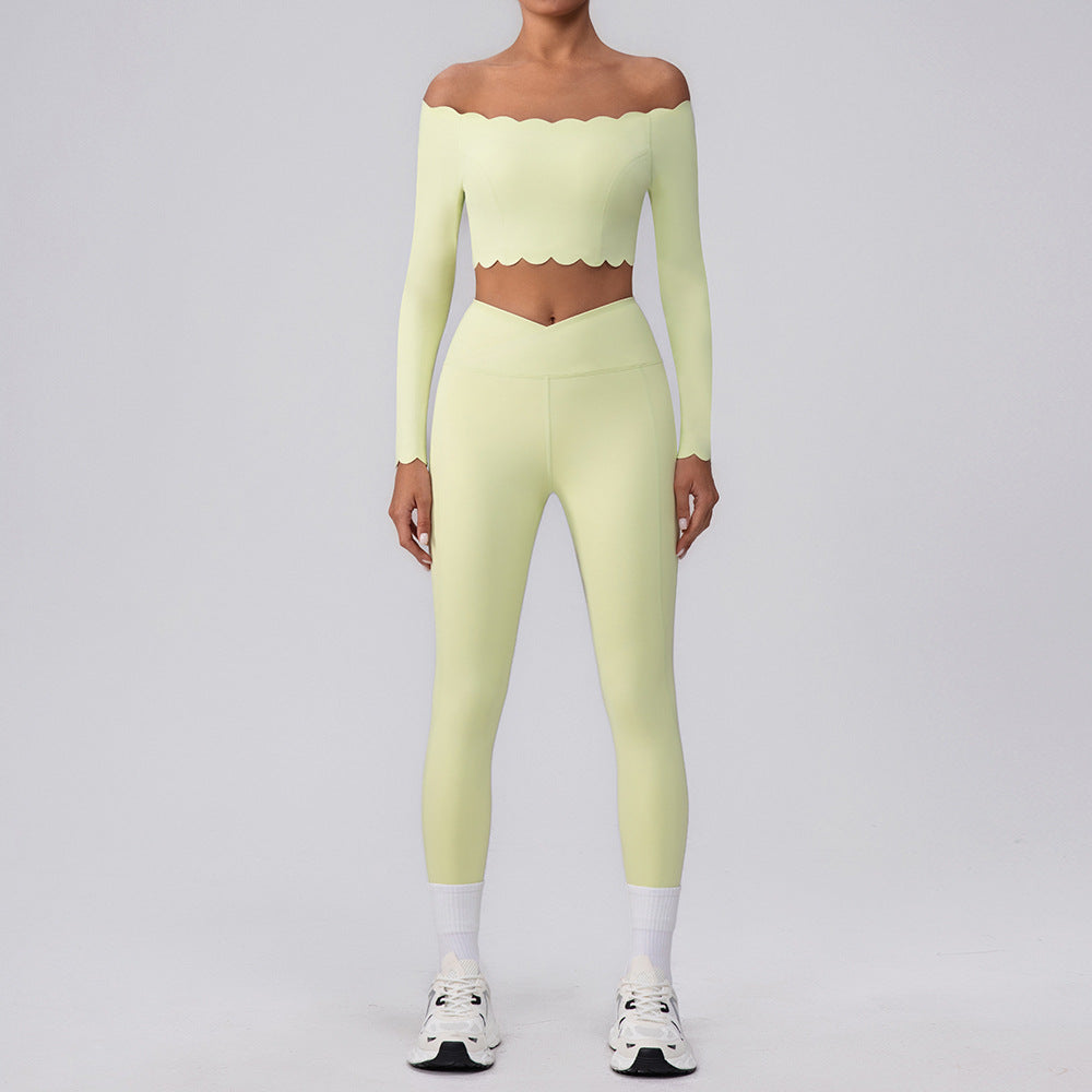 Activewear Sets with Off Shoulder Crop Tops and Leggings