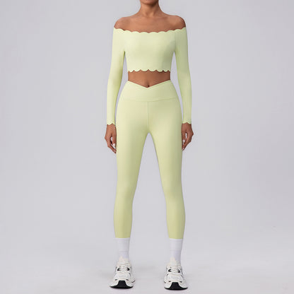 Activewear Sets with Off Shoulder Crop Tops and Leggings