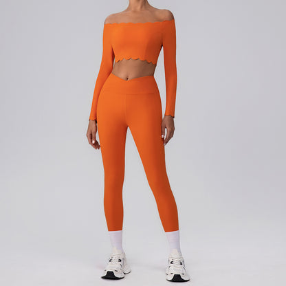 Activewear Sets with Off Shoulder Crop Tops and Leggings