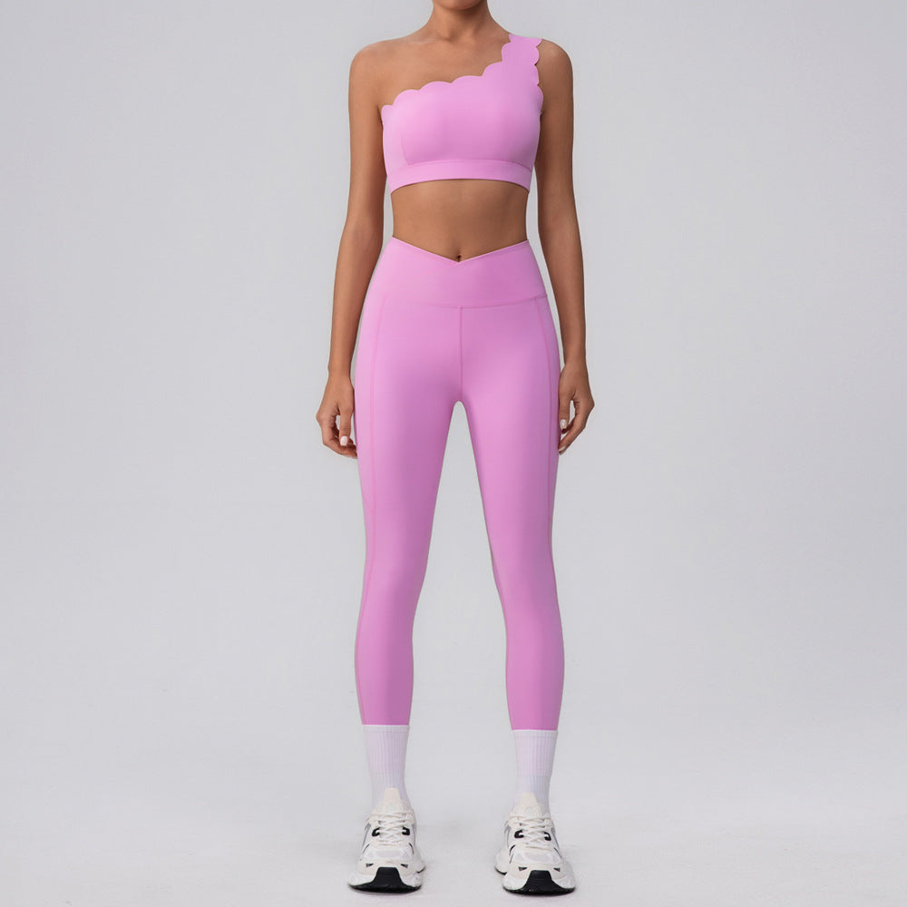 Activewear Sets with One Shoulder Sports Bra and Leggings