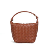 PU Woven Bucket Tote Handbag
