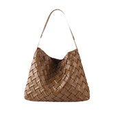Vegan Leather Woven Tote Bag