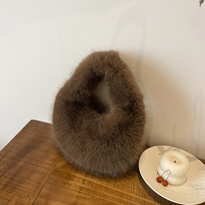 Winter Fluffy Faux Fur Tote Handbag Soft Fuzzy Purse Bag