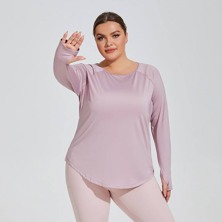 Plus Size Loose Long Sleeve Yoga T-Shirts | Comfortable &amp; Relaxed Fit