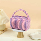 Plaid Two-tone Pillow Cosmetics Bag with Handle