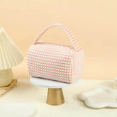 Plaid Two-tone Pillow Cosmetics Bag with Handle