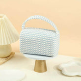 Plaid Two-tone Pillow Cosmetics Bag with Handle