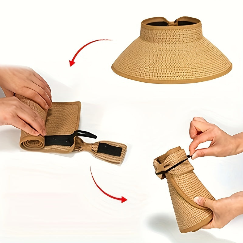 Foldable Wide Brim Sun Hat with Hook and Loop Closure