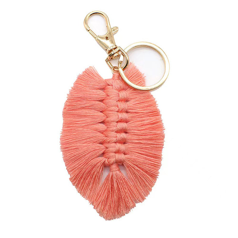 Handmade Braided Leaf Tassel Keychain