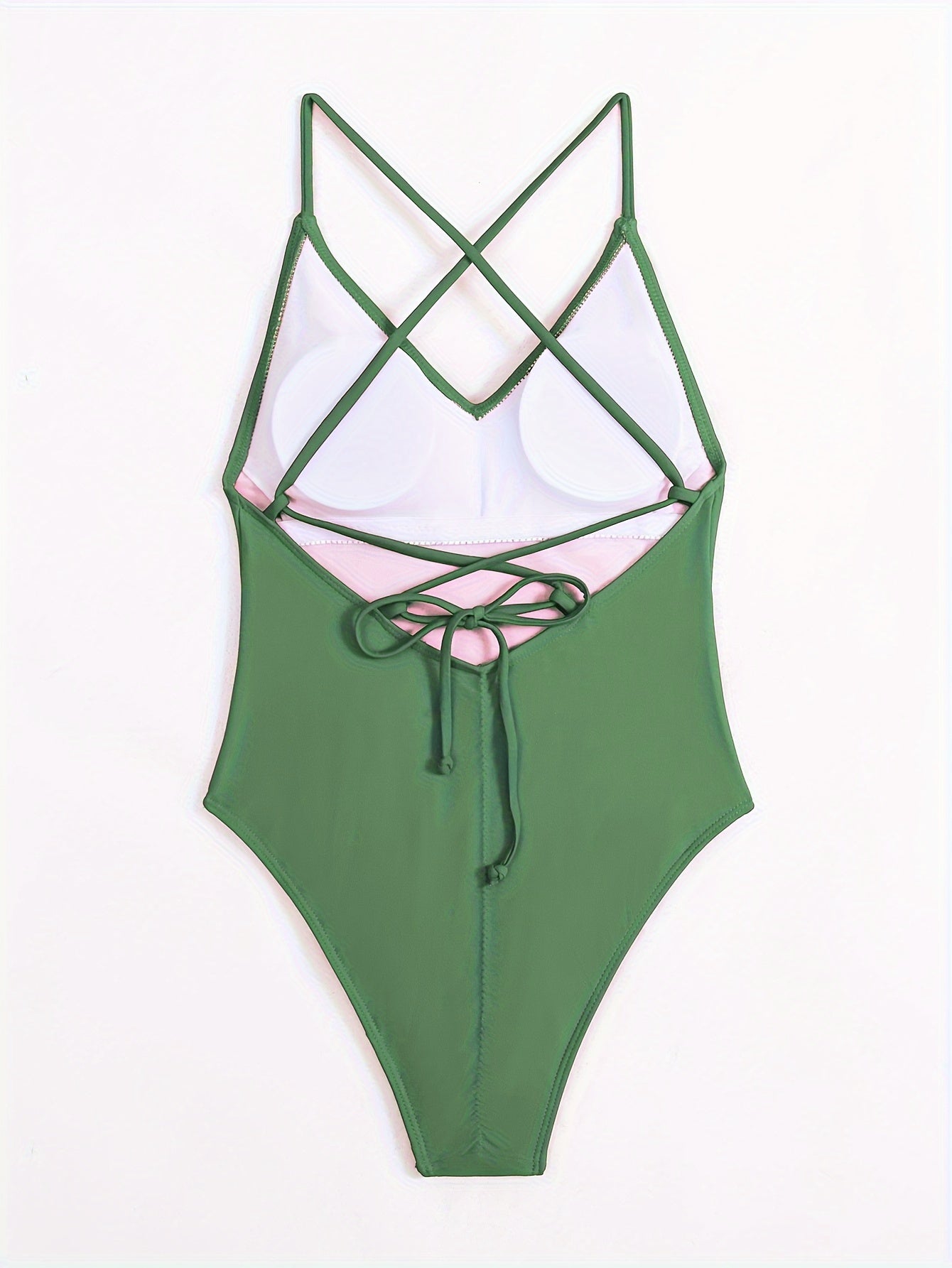 One-piece Backless Criss Cross Tie Swimsuit