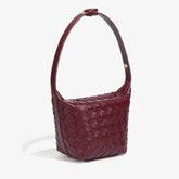 PU Woven Bucket Tote Handbag