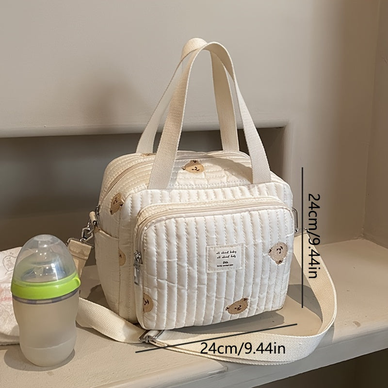 Multifunctional Bear Embroidery Mommy Handbag