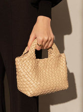 Pu Leather Weave Small Tote Bag