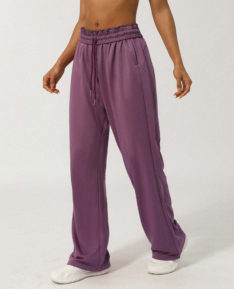 Women Elastic High-Waist Wide Leg Sweatpants: Comfortable &amp; Stylish