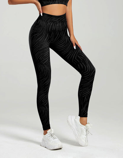 High Waist Striped Yoga Leggings