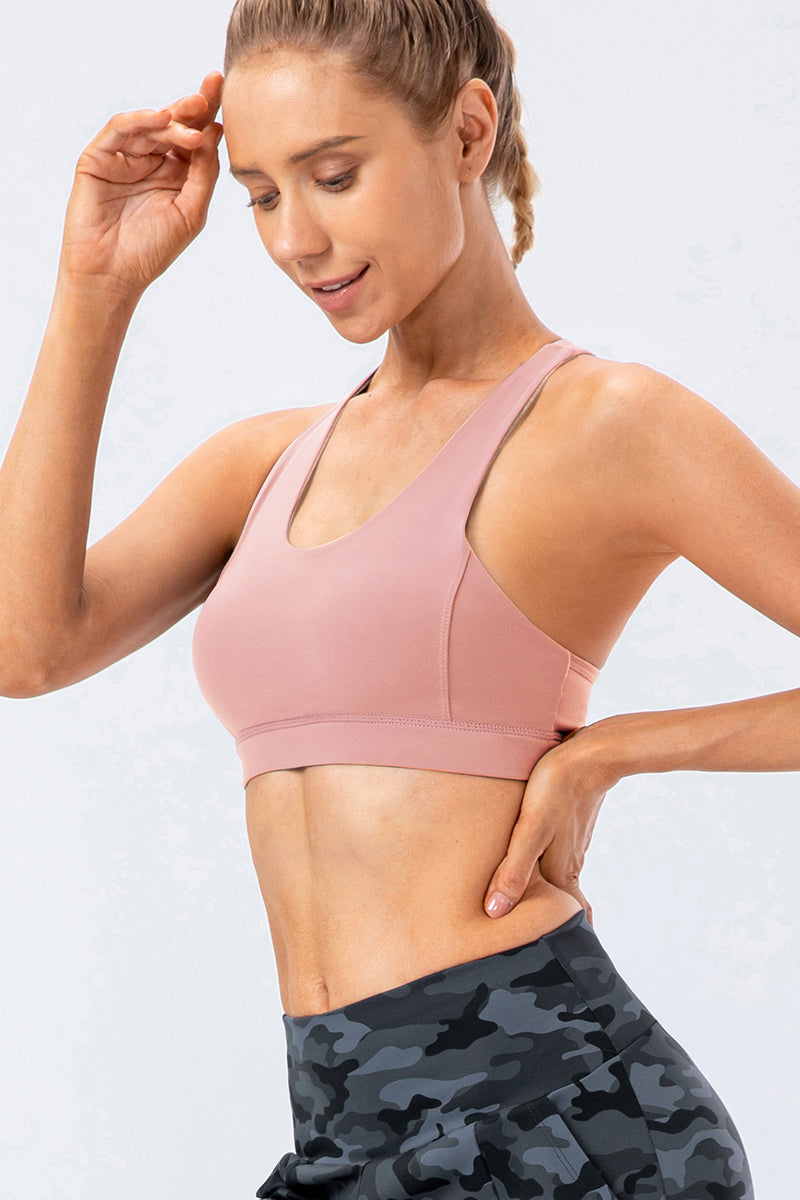 Racerback Sports Bra with Wide Elastic Straps – Supportive &amp; Stylish