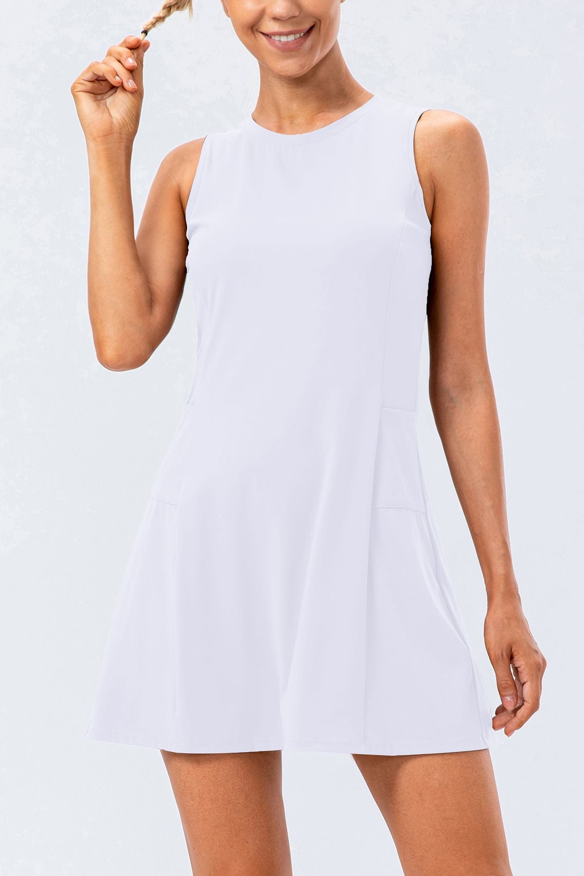 Sleeveless Tennis Dress with Built-in Shorts - Stylish Sportswear 