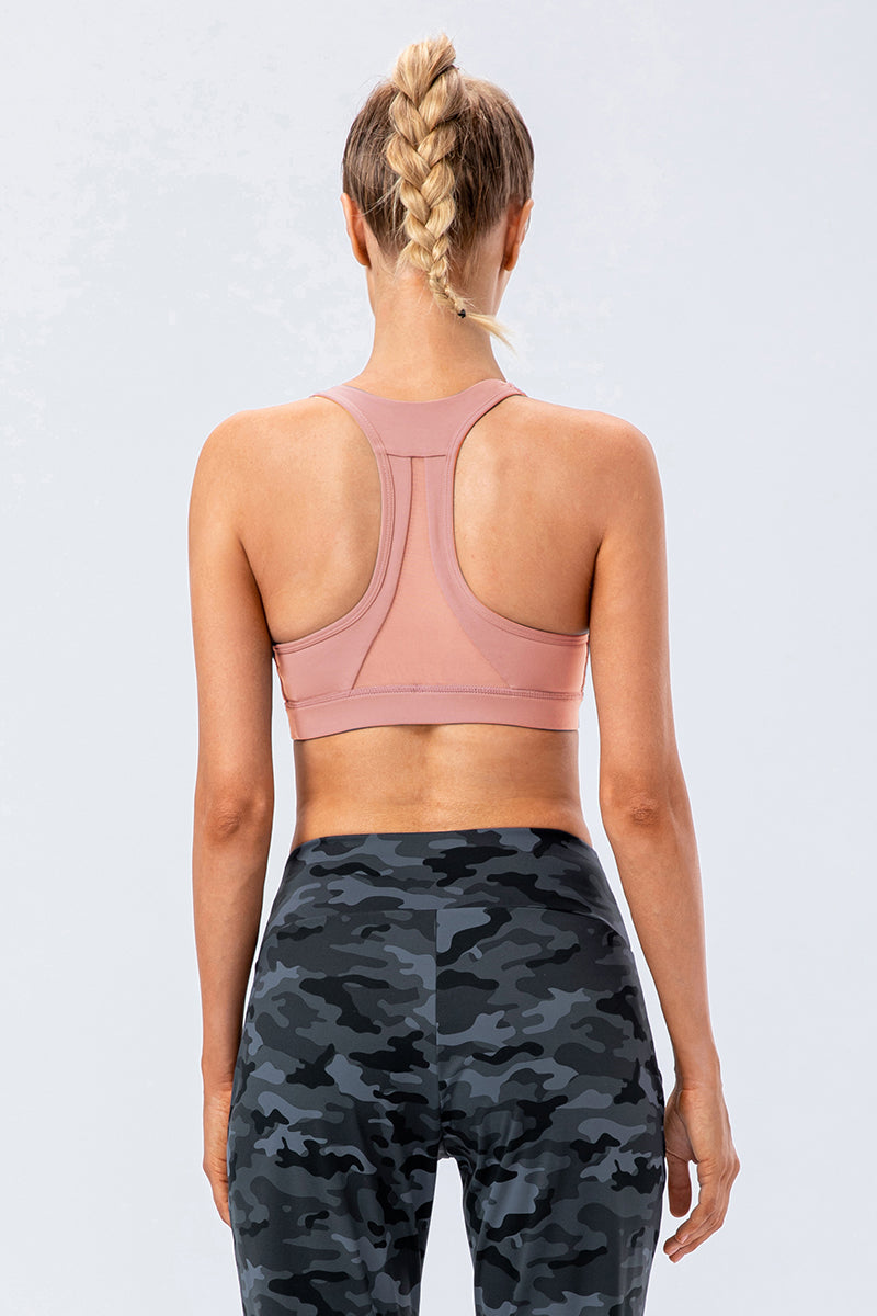 Racerback Sports Bra with Wide Elastic Straps – Supportive &amp; Stylish