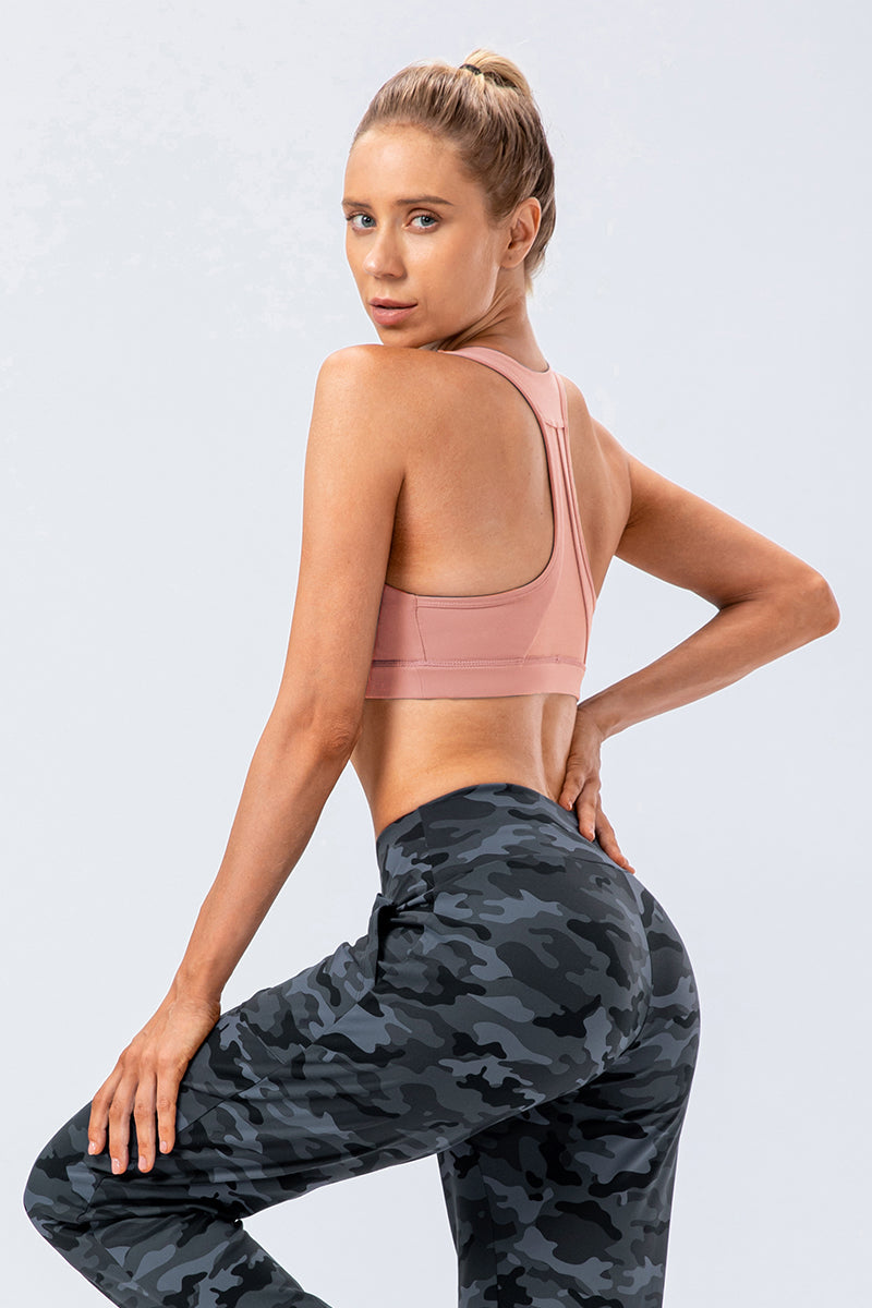 Racerback Sports Bra with Wide Elastic Straps – Supportive &amp; Stylish