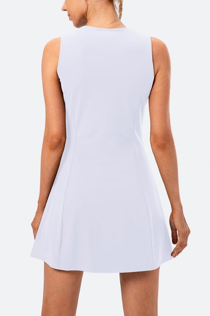 Sleeveless Tennis Dress with Built-in Shorts - Stylish Sportswear 