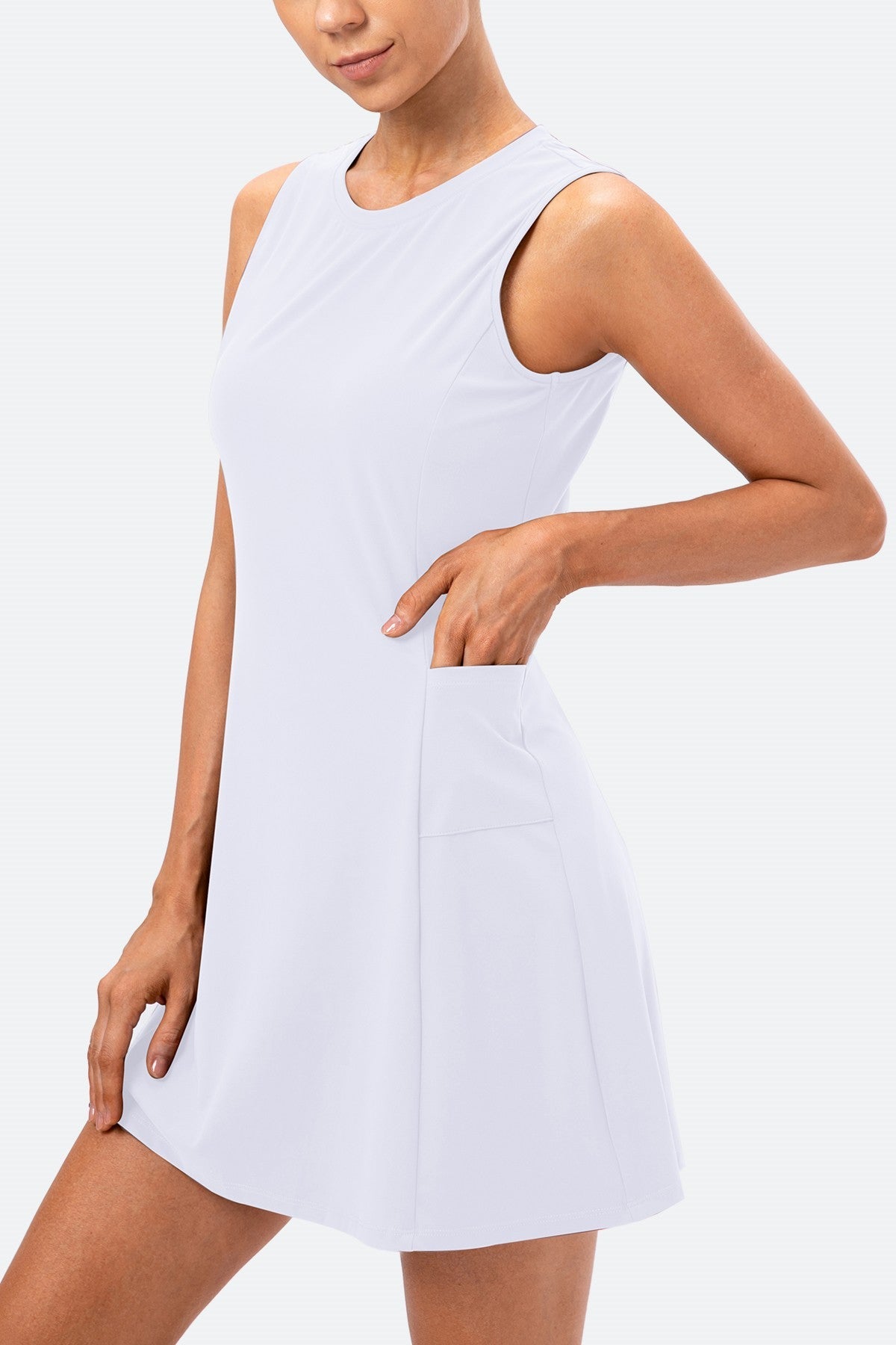 Sleeveless Tennis Dress with Built-in Shorts - Stylish Sportswear 