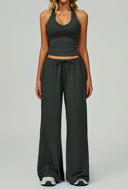 Activewear Wear with Tank Top and Wide Leg Lounge Pants