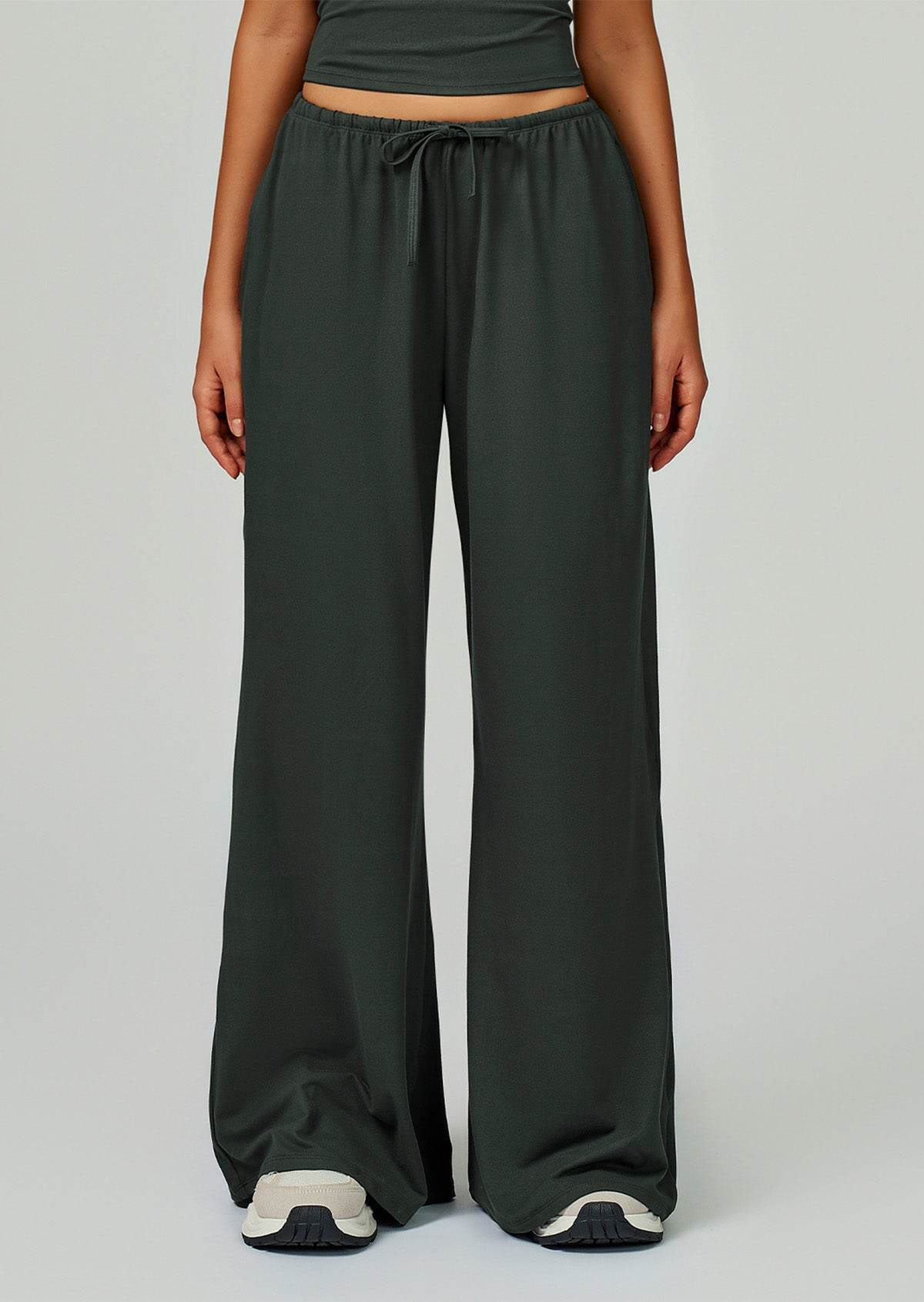 Athletic Wide Leg Lounge Pants with Drawstring and Pockets