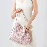 Vegan Leather Woven Tote Bag