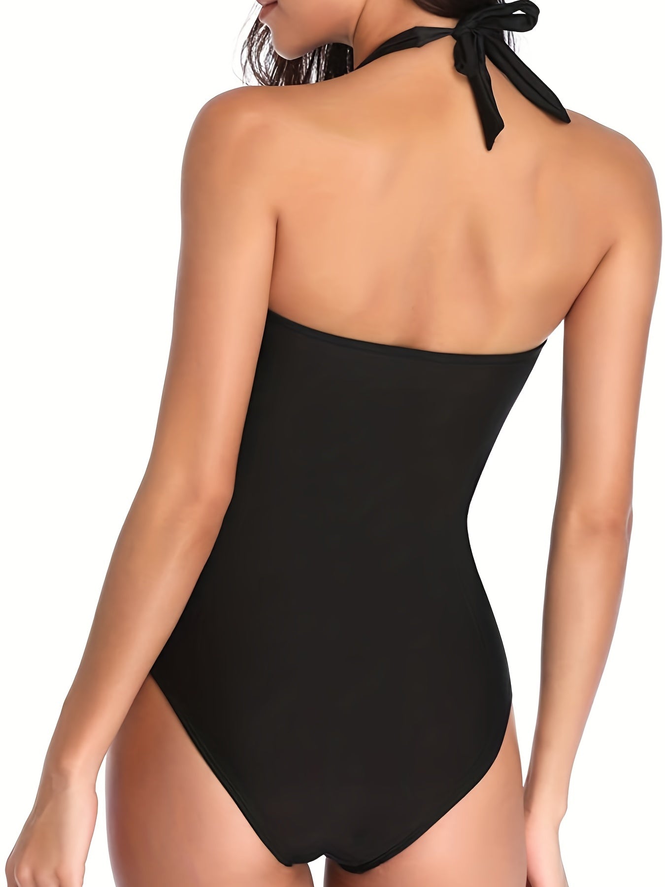 Ruched Halter Backless One-Piece Swimsuit - Create Sexy Silhouette