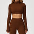 Backless Turtleneck Crop Top Long Sleeve Yoga T-Shirt
