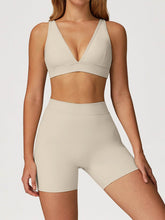 Activewear Set with Deep V-Neck Sports Bra and Short