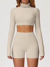 Sport Set with Turtleneck Long Sleeve Crop Top and Short