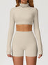 Sport Set with Turtleneck Long Sleeve Crop Top and Short