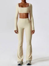 Sport Set with Square Neck Crop Top and Flared Pant