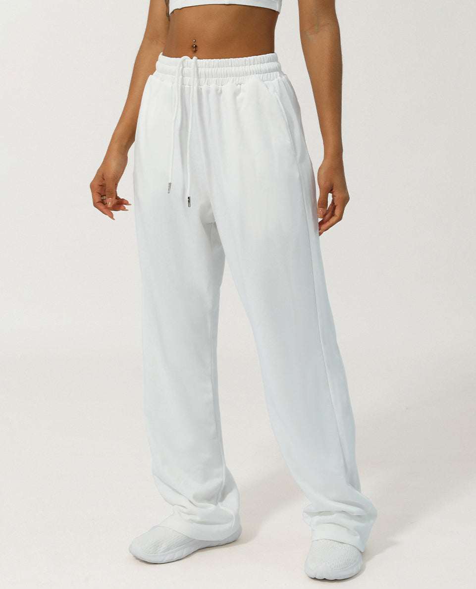 Women Elastic High-Waist Wide Leg Sweatpants: Comfortable &amp; Stylish