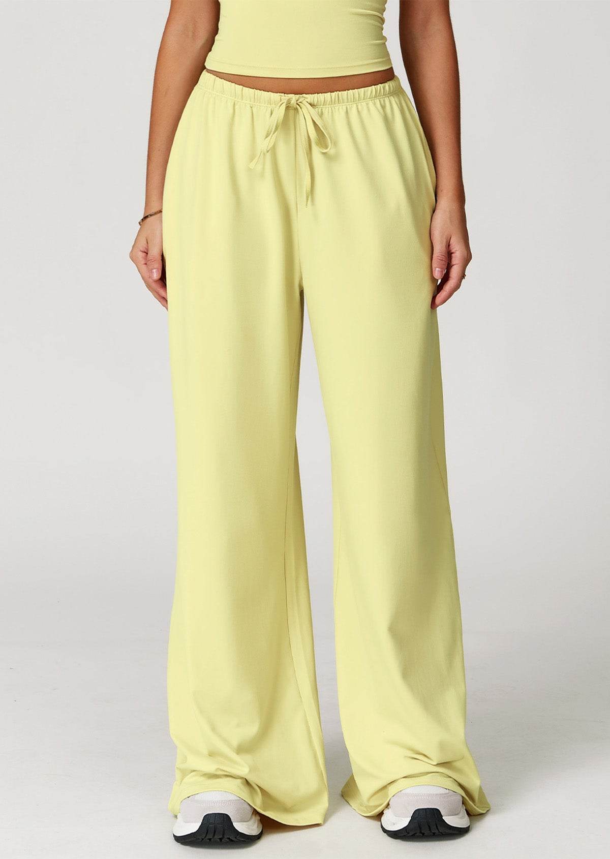 Athletic Wide Leg Lounge Pants with Drawstring and Pockets