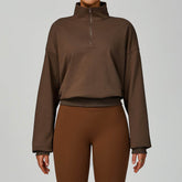 Half Zip Long Sleeve Crop Top Sports Sweatshirt