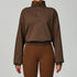 Half Zip Long Sleeve Crop Top Sports Sweatshirt